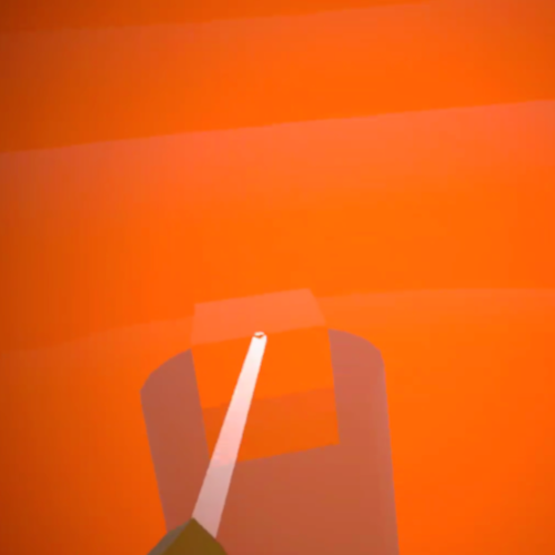 VR Environment Displaying an Orange cube on a Plinth